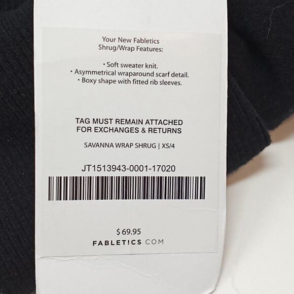 Fabletics Women's Black Knit Savanna Wrap Shrug Sweater NWT Size XS 4 - Picture 13 of 14